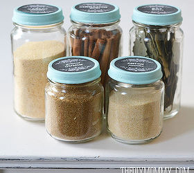recycled spice jar solution, chalk paint, chalkboard paint, organizing, repurposing upcycling, storage ideas