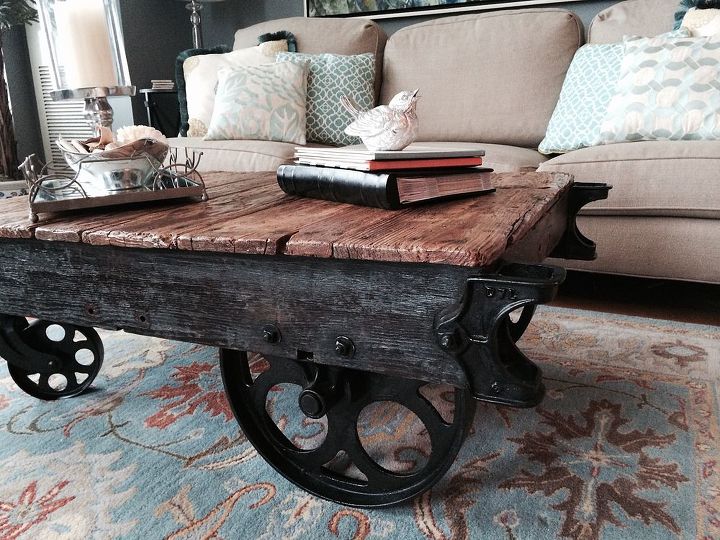 factory cart coffee table, how to, painted furniture, repurposing upcycling