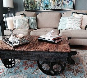 factory cart coffee table, how to, painted furniture, repurposing upcycling