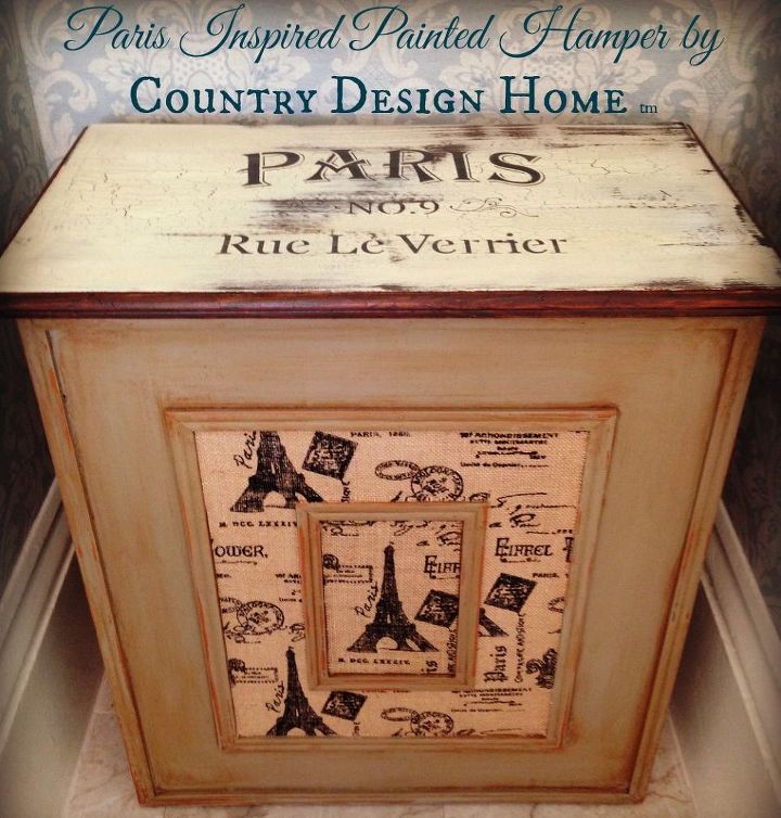 a paris inspired painted hamper ooh la la, chalk paint, how to, laundry rooms, painted furniture, repurposing upcycling