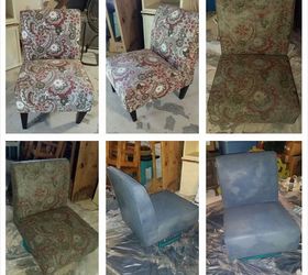 painting upholstery on chairs, painted furniture, reupholster