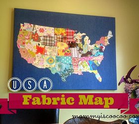 usa fabric remnant map, crafts, how to, repurposing upcycling, reupholster