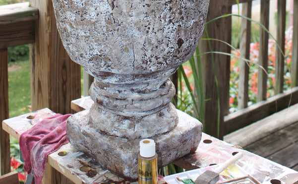 distressing cement urns, container gardening, how to, outdoor living, painting
