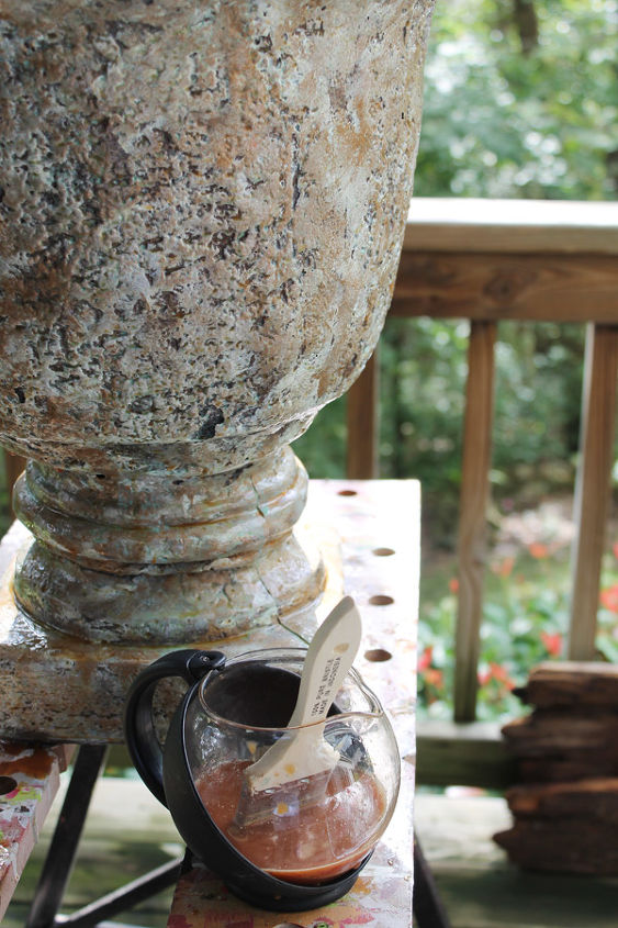 distressing cement urns, container gardening, how to, outdoor living, painting