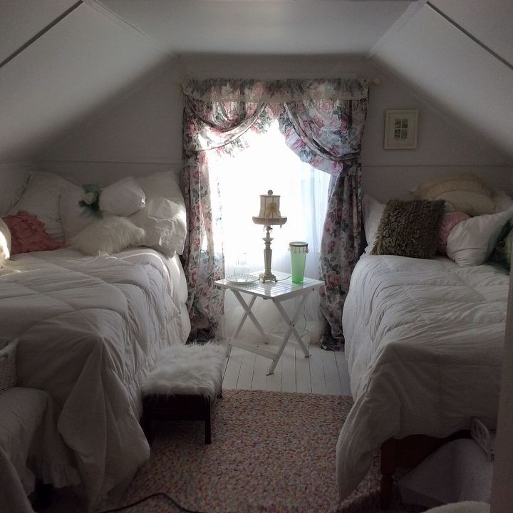 q white bedroom in the attic, bedroom ideas, window treatments, Half attic finished do you think it is overkill