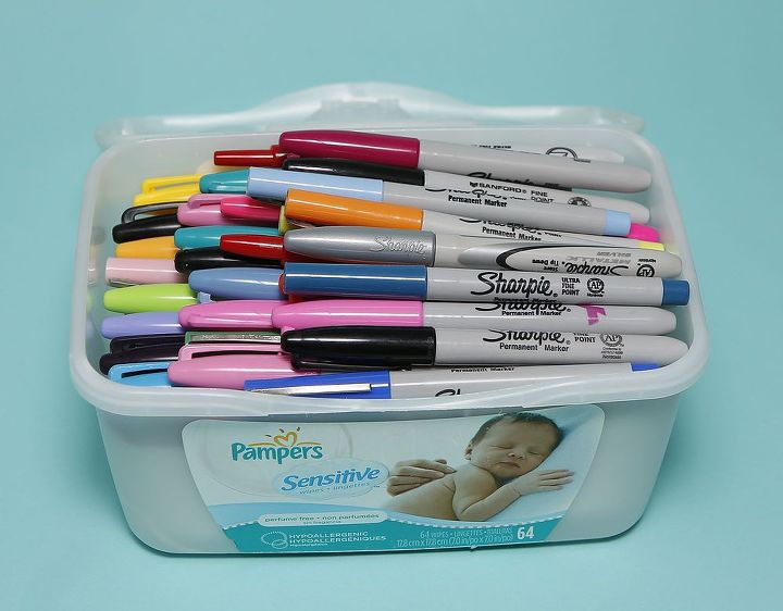 organizing with diaper wipe containers, crafts, organizing, repurposing upcycling, storage ideas