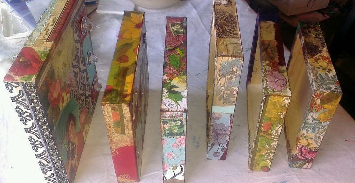 mixed media on artist panel, crafts, decoupage, wall decor, Side View