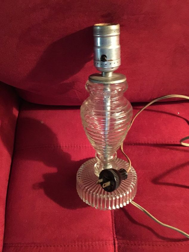 q repurposing an old glass lamp, lighting, repurposing upcycling, My cute new lamp