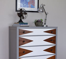 before after modern triangle dresser makeover, how to, painted furniture
