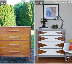 before after modern triangle dresser makeover, how to, painted furniture