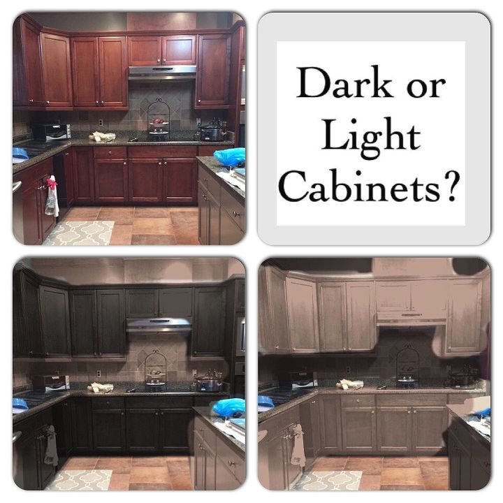 Dark Vs Light Cabinets Hometalk, What Color To Paint Kitchen Cabinets With Dark Countertops
