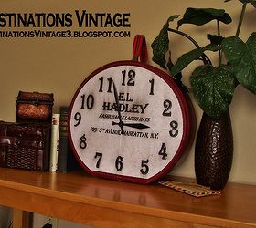 round suitcase upcycled into vintage clock, crafts, decoupage, home decor, repurposing upcycling