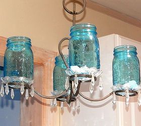 mason jar chandelier, lighting, mason jars, repurposing upcycling