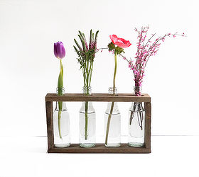 bottle vase holder, crafts, pallet, repurposing upcycling, woodworking projects