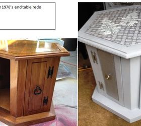 1970 s octagon end table redo, chalk paint, decoupage, painted furniture, repurposing upcycling