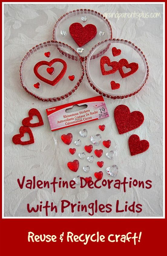 valentine decorations with pringles lids reuse recycle craft, crafts, repurposing upcycling, seasonal holiday decor, valentines day ideas