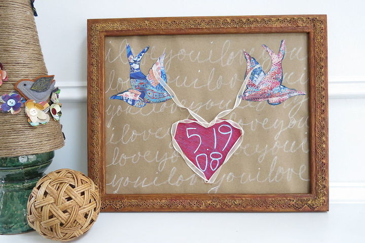 sweet birds and heart wall art for valentine wedding or anniversary, crafts, seasonal holiday decor, valentines day ideas