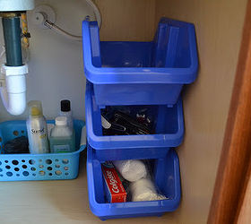 organizing under bathroom sink with dollar store finds, bathroom ideas, organizing