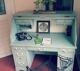 blue painted oak desk, painted furniture
