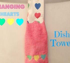 hanging hearts dish towel, bathroom ideas, crafts, how to, kitchen design, seasonal holiday decor, valentines day ideas