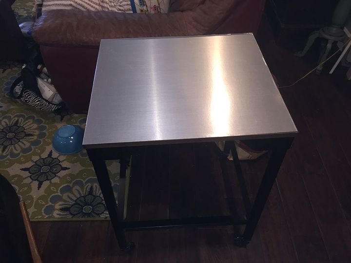stainless steel contact paper table top makeover, New stainless top