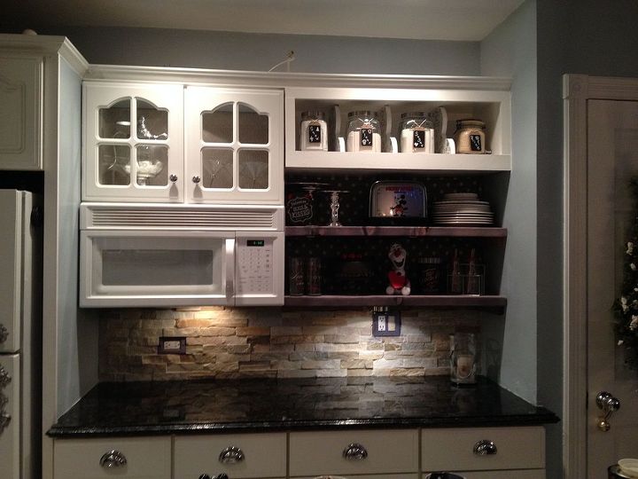 bye bye cabinet hello open shelving love, how to, kitchen cabinets, kitchen design, shelving ideas, Open shelving project love the result