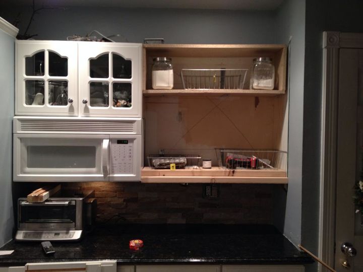 bye bye cabinet hello open shelving love, how to, kitchen cabinets, kitchen design, shelving ideas