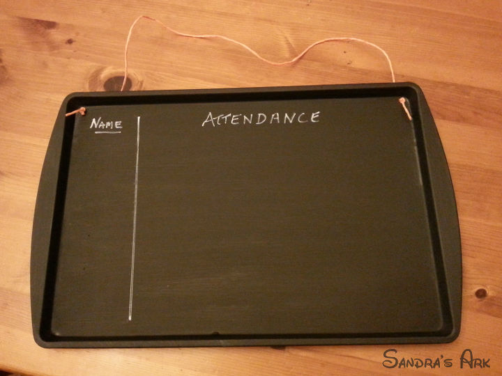 magnetic blackboard chart from repurposed cookie sheet, chalkboard paint, crafts, how to, repurposing upcycling