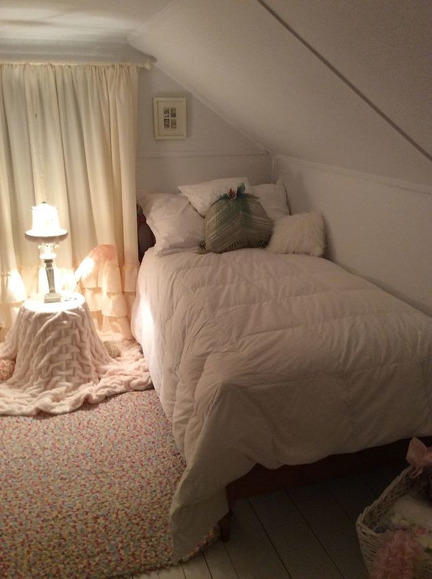 shabby chic vintage finished attic bedroom, bedroom ideas, repurposing upcycling, shabby chic
