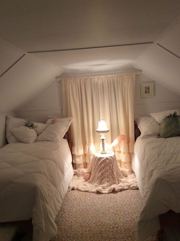 shabby chic vintage finished attic bedroom, bedroom ideas, repurposing upcycling, shabby chic