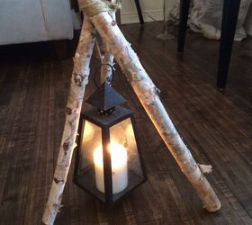 birch branch tripod lantern, home decor, repurposing upcycling