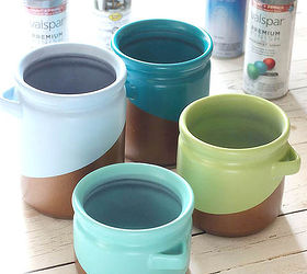 diy metallic color blocked canisters, crafts, how to, kitchen design