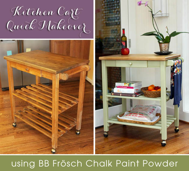 quick kitchen cart makeover with bb frosch chalk powder, chalk paint, kitchen design, painted furniture