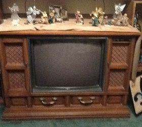i have an old console tv that doesn t work i would like to reuse it, This is the TV I have a bookcase I put on each side and a mantle across the top