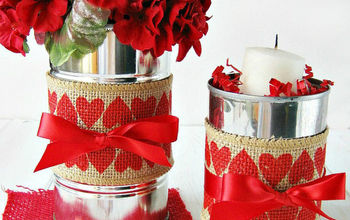 Valentine Tin Cans With Burlap