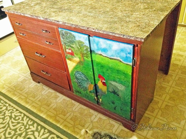 repurposed dresser to kitchen island, kitchen island, painted furniture, repurposing upcycling