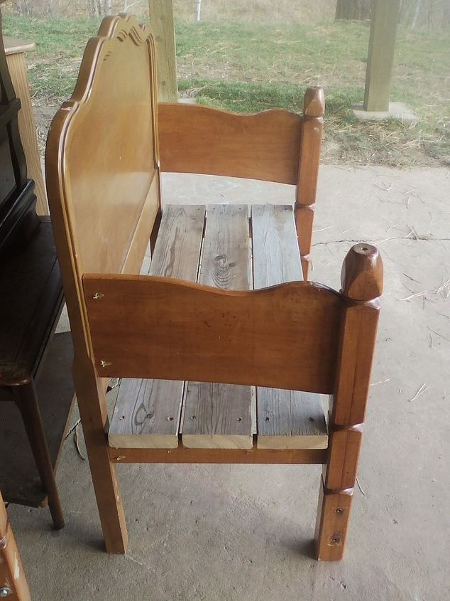 repurposed bed to rustic bench, painted furniture, repurposing upcycling, rustic furniture, woodworking projects