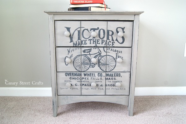 vintage bicycle ad painted side table, chalk paint, how to, painted furniture
