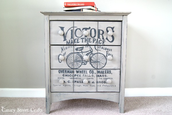 vintage bicycle ad painted side table, chalk paint, how to, painted furniture