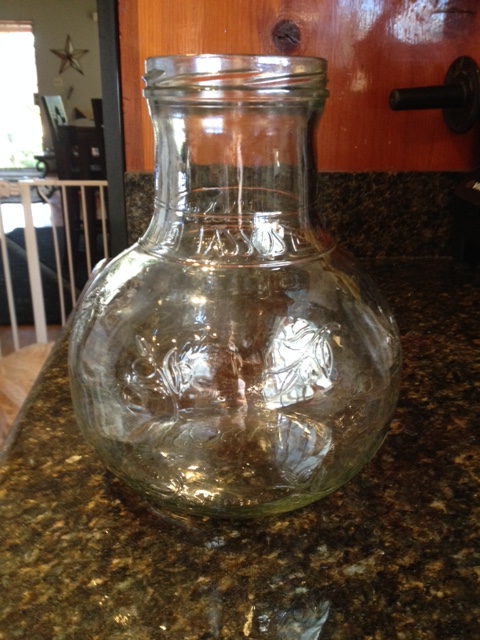 olive jar gets repurposed to shabby chic vase, chalk paint, crafts, repurposing upcycling