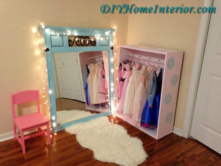 diy little girl s princess dress up closet, bedroom ideas, painted furniture, repurposing upcycling