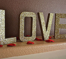 gold glittered love letters, crafts, decoupage, how to, seasonal holiday decor, valentines day ideas