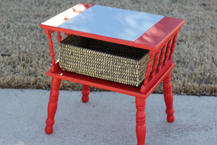 leftover trash into lego activity table, painted furniture, repurposing upcycling