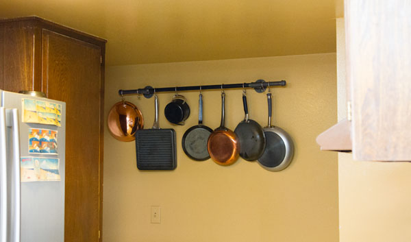 diy pot rack with pipes from home depot, cleaning tips, diy, kitchen design, repurposing upcycling, storage ideas