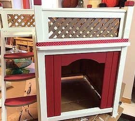 dog house with balcony, painted furniture, pets animals