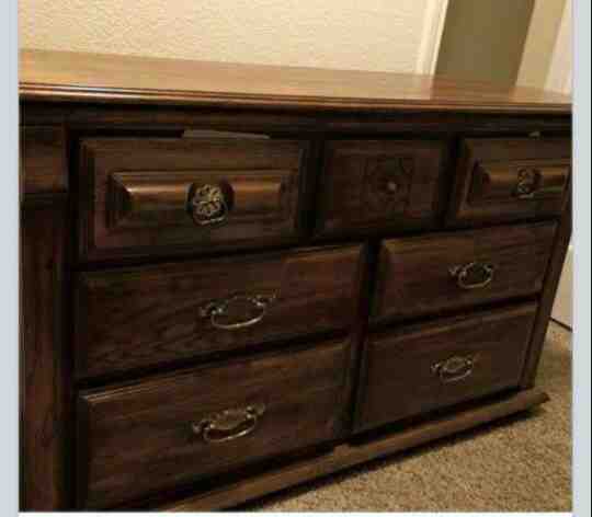 restoration hardware inspired painted dresser, how to, painted furniture, Before outdated wood finish