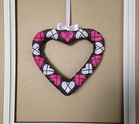 simple and sweet argyle valentine heart wreath, crafts, how to, repurposing upcycling, seasonal holiday decor, valentines day ideas, wreaths