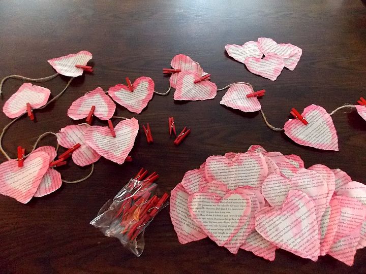 easy watercolor heart garland, crafts, how to, repurposing upcycling, seasonal holiday decor, valentines day ideas