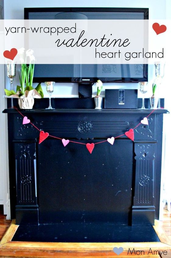 diy yarn wrapped valentine s heart garland, crafts, how to, seasonal holiday decor, valentines day ideas