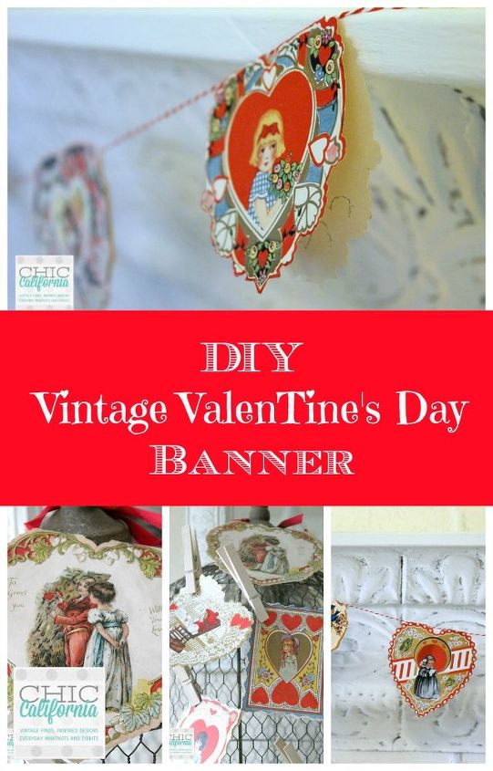 diy vintage valentine s day banner, crafts, seasonal holiday decor, valentines day ideas